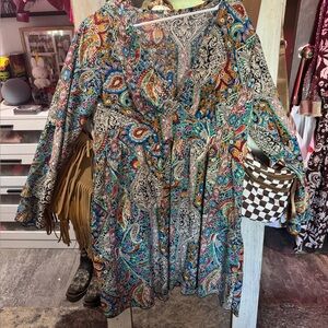 Colorful Paisley Long Sleeve Dress